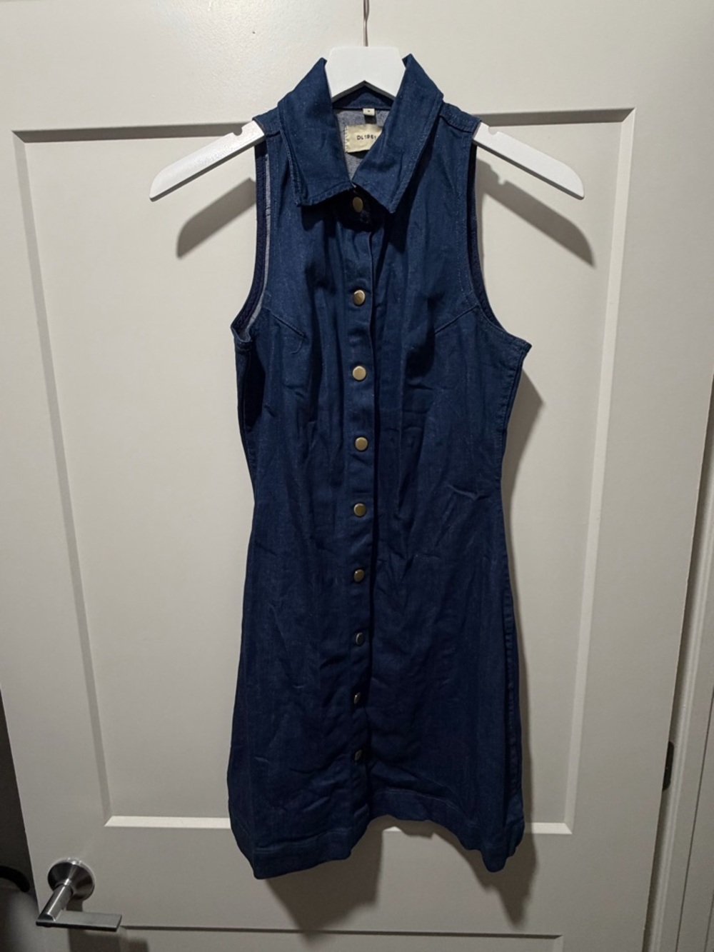 DL1961 Sleeveless Dark Blue Button-Front Denim Dress